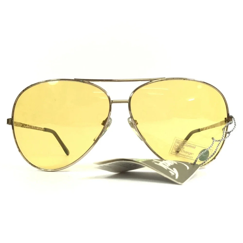 Vintage Serengeti Sunglasses 5129M Mens Gold Aviators Yellow Photochromic Lenses